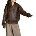 thumbnail image 1 of Lovzfmll Kid's Classic Solid Color Leather-Look Jacket, Button & Zipper Front with Pockets for Little Girls 11-12 Years, 1 of 6
