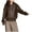 Coffee, variant on Girl's Leather Jacket Zip Up Short Fitted Slim Coat Bomber Jacket Black 13-14 Years