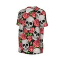 thumbnail image 2 of Balery Skull and Roses Baseball Jersey for Men Casual Button Down Shirts Short Sleeve Active Team Sports Uniform-Large, 2 of 9