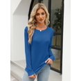 thumbnail image 2 of FUNING  Women's Color Block Tops Casual Long Sleeve Tunic Round Neck Pullover Shirts, 2 of 6