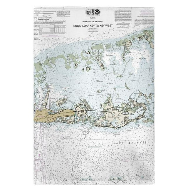 Betsy Drake GT11446K Sugarloaf Key to Key West, FL Nautical Map Guest Towel
