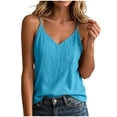 thumbnail image 4 of Mnuaqn Linen Tank Tops for Women Cotton Linen Spaghetti Strap Sleeveless Summer Casual Loose Fit Beach Vacation Cami (Sky Blue, S), 4 of 6