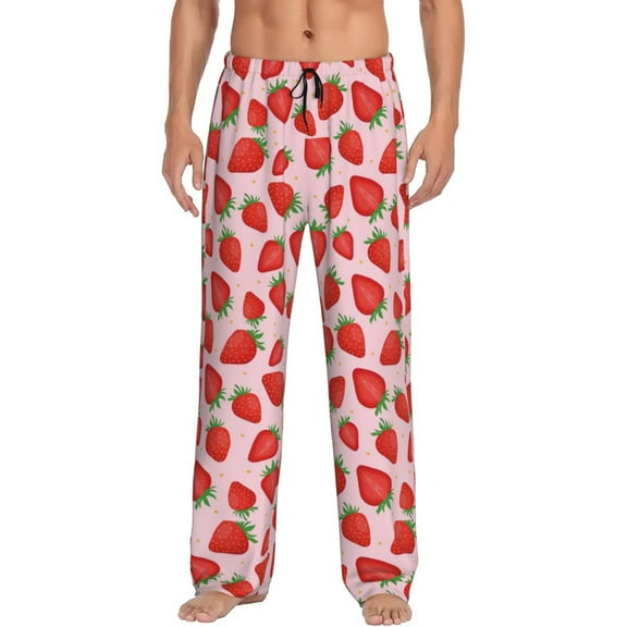 Fotbe Strawberries Men's Pajama Pants,Sleepwear Pants,Pj Bottoms Drawstring And Pockets-Medium