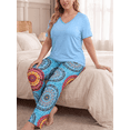 thumbnail image 5 of PINKSIR Women’s Plus Size Pajama Sets Short Sleeve with Long Pant Soft Sleepwear Printed Loungewear With TWO Pockets Size 1X to 5X, 5 of 9