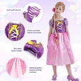 thumbnail image 4 of Jurebecia Girls Princess Costume, Floral Puffy Dress for Halloween Cosplay, Kids Birthday Party Dress with Accessories 6(4-5Years), 4 of 18