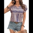 thumbnail image 3 of Blusas de Verano de Corta para Mujer, Blusas Elegantes e Informales, Color Abeja, S, 3 of 9