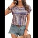 thumbnail image 3 of Blusas de Verano de Corta para Mujer, Blusas Elegantes e Informales, Color Abeja, S, 3 of 9