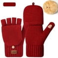 thumbnail image 2 of LangJing Winter Fingerless Gloves Mittens Women Cute Warm Knitted Gloves Convertible Mittens Flap for Texting Driving, 2 of 4