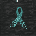 thumbnail image 4 of Inktastic Ovarian Cancer Awareness Teal Ribbon Made of Hearts Women's T-Shirt, 4 of 5