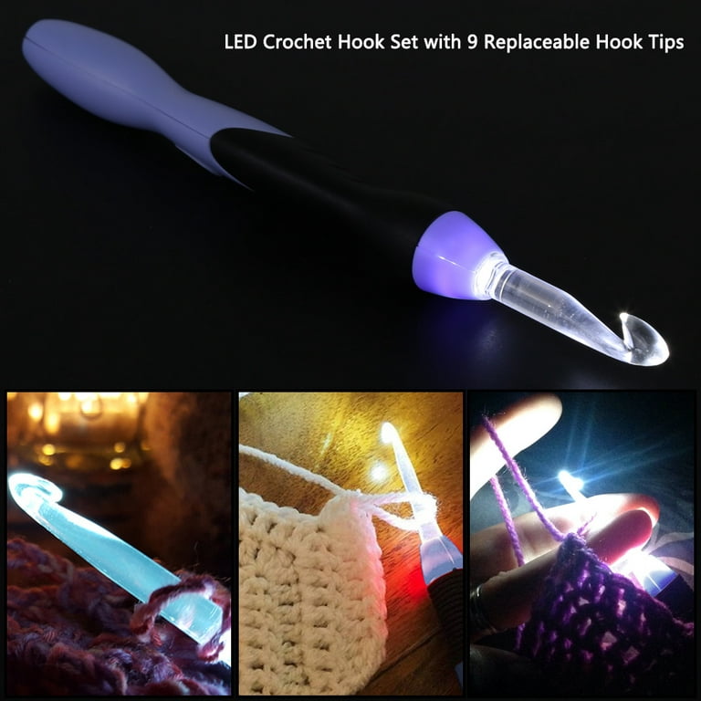 Kitcheniva USB Rechargeable LED Light Up Crochet Hook DIY Tool