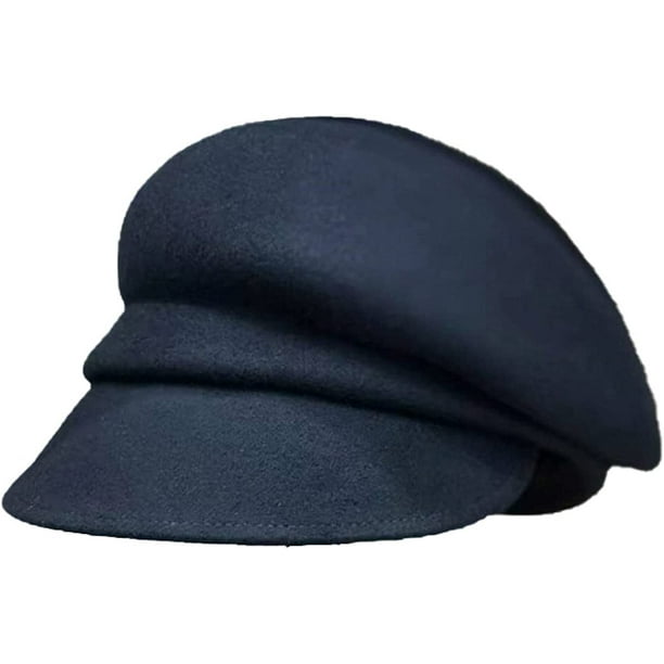Cappello da donna nero elegante unisex a 8 pannelli Denim Newsboy Cap Boy Fiddler Cabbie Artist Painter berretto piatto berretto lana, Blu, Taglia unica