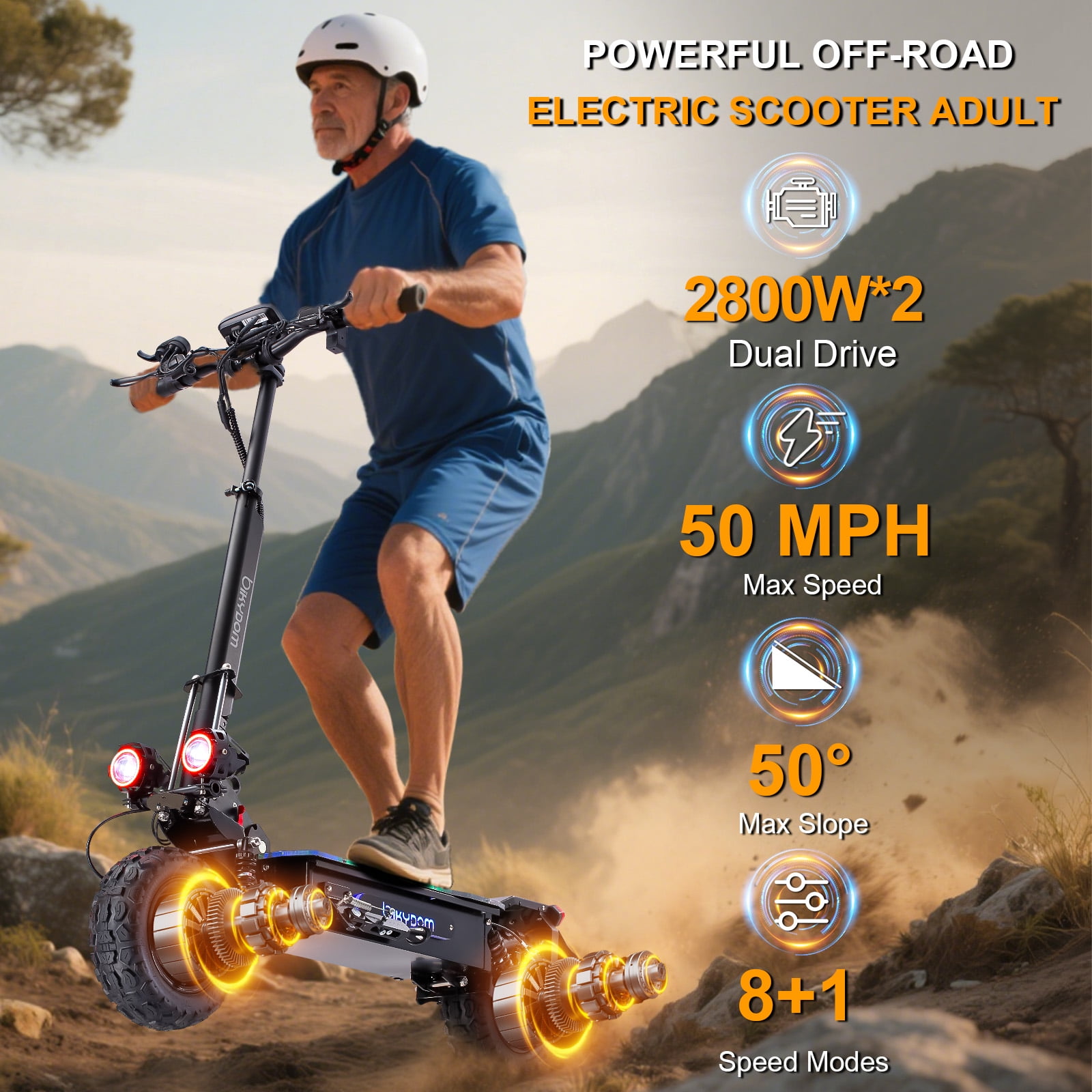 Bikydom 5600W Electric Scooter for Adult with Seat, NFC-enabled Keyless Start, 50 mph 48 Miles Range, Fast Sport Foldable E-Scooter Max Load 440lbs