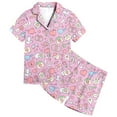 thumbnail image 1 of Girls Sleepwear & Robes Kids Pattern Printed Short Sleeve Button Down Pajamas Shorts Set Sleepwear Outfits, 1 of 4
