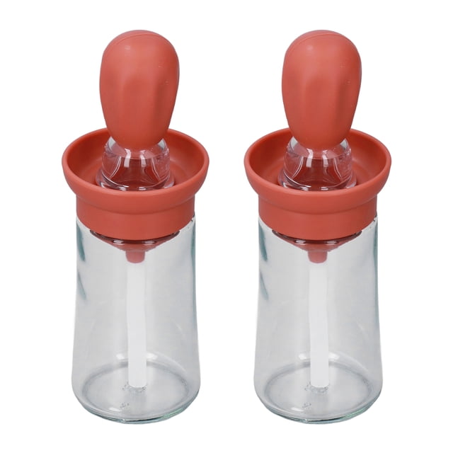 Botella dispensadora de aceite, contenedor de aceite de 2 piezas con cuentagotas de aceite de silicona, botella de aceite con cepillo de silicona, eficiencia óptima Jadeshay A