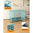 thumbnail image 3 of TIME RAY 48 Inch Heavy Duty  Indestructible High Anxiety Dog Crate Cage for Large Dog with Steel Escape Proof, Double Doors,Lockable Wheels and Removable Tray,Blue, 3 of 10