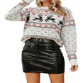 thumbnail image 1 of Women Christmas Knit Sweater Elk Pattern Long Sleeve Pullovers, 1 of 6