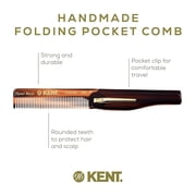 Kent 20T Handmade Folding Pocket Comb for Men, Fine Tooth Hair Comb Straightener for Everyday Grooming Styling Hair, Beard or Mustache, Use Dry or with Balms, Saw Cut, Made in England