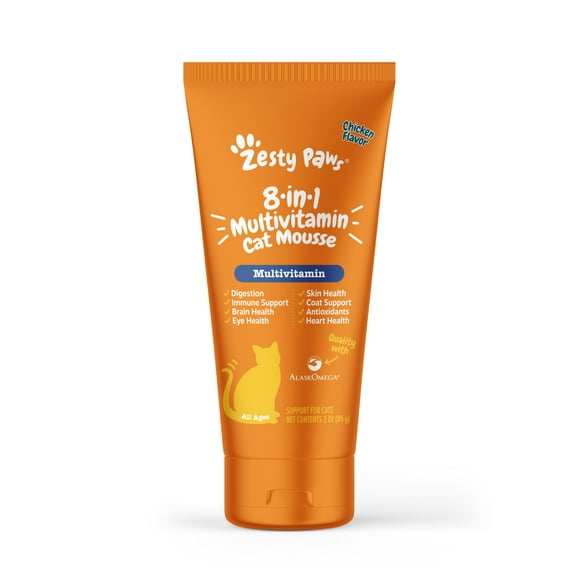 Zesty Paws 8-in-1 Multivitamin Cat Mousse, for Overall Wellbeing, 3oz Tube