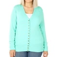 thumbnail image 3 of TheLovely Women Classic Thin Snap Button Front V-Neck Button Down Long Sleeve Ribbed Knit Cardigan, 3 of 4
