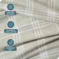 thumbnail image 3 of Bare Home Luxury 100% Cotton Flannel Queen Sheet Set, Deep Pocket, 4-Piece, Checkered Plaid - Light Gray, 3 of 7