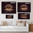 thumbnail image 4 of Designart 'Sexy Golden Metallized Woman Lips III' Modern Print on Natural Pine Wood, 4 of 5