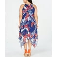 thumbnail image 2 of Inc Concepts Robe Midi Asymétrique Florale pour Femmes, Marine, 1X, 2 of 3