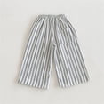 thumbnail image 5 of OSOLU Girls Striped Pants Elastic Waist Straight Leg Casual Daily Trousers Grey, 5 of 6