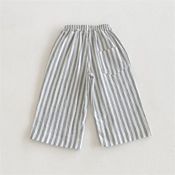 CAIVO Children Striped Wide Leg Pants For Boys Girls Summer Casual Outdoor Wear Breathable Comfortable Trousers