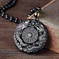thumbnail image 1 of Colgante de collar de obsidiana negra con talla de lobo, yin y yang, dragón y fénix, estilo decorativo., 1 of 2