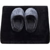 Solid Quilted Long Fur Throw Slipper Set