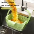 thumbnail image 5 of Foldable Stretchable Sink Hanging Storage Basket, Kitchen Sink Strainer for Food Leftover Catcher, Space Saving Faucet Hanging Drain Rack for Fruit Vegetable Utensils Tableware（Green Rectangle）, 5 of 6