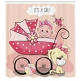 thumbnail image 3 of Ambesonne Gender Reveal Shower Curtain, Puppy Carriage, 69"Wx84"L, Pale Yellow and Pink, 3 of 3