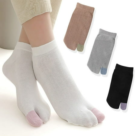 

Grofry 2Pcs Split Toe Socks Unisex Sweat Absorption Solid Color Outdoor Breathable Japanese Flip Flop Socks for Outdoor Coffee Women