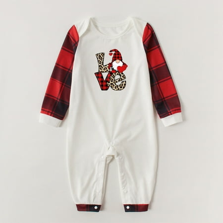 

women Christmas pajamas for family matching outfits son daughter sets soft White Toddler Baby Boys Girls Christmas Fashion Cute Lattice Print Romper Family Parent-chil