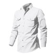 thumbnail image 4 of Clearance! Hontri Men's Fashion Spring And Summer Casual Long Sleeved Lapel Solid Color Shirt Shirt Double Pockets Men's Shirt Men Shirts White Xxl, 4 of 6