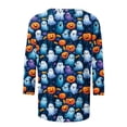 thumbnail image 4 of Jsaierl Womens Halloween Shirts Novelty Ghost Graphic Tees Soft Work Round Neck T-Shirts 3/4 Sleeve Dressy Casual Blouse Tops Halloween Party Supplies,Sizes S-5XL, 4 of 5