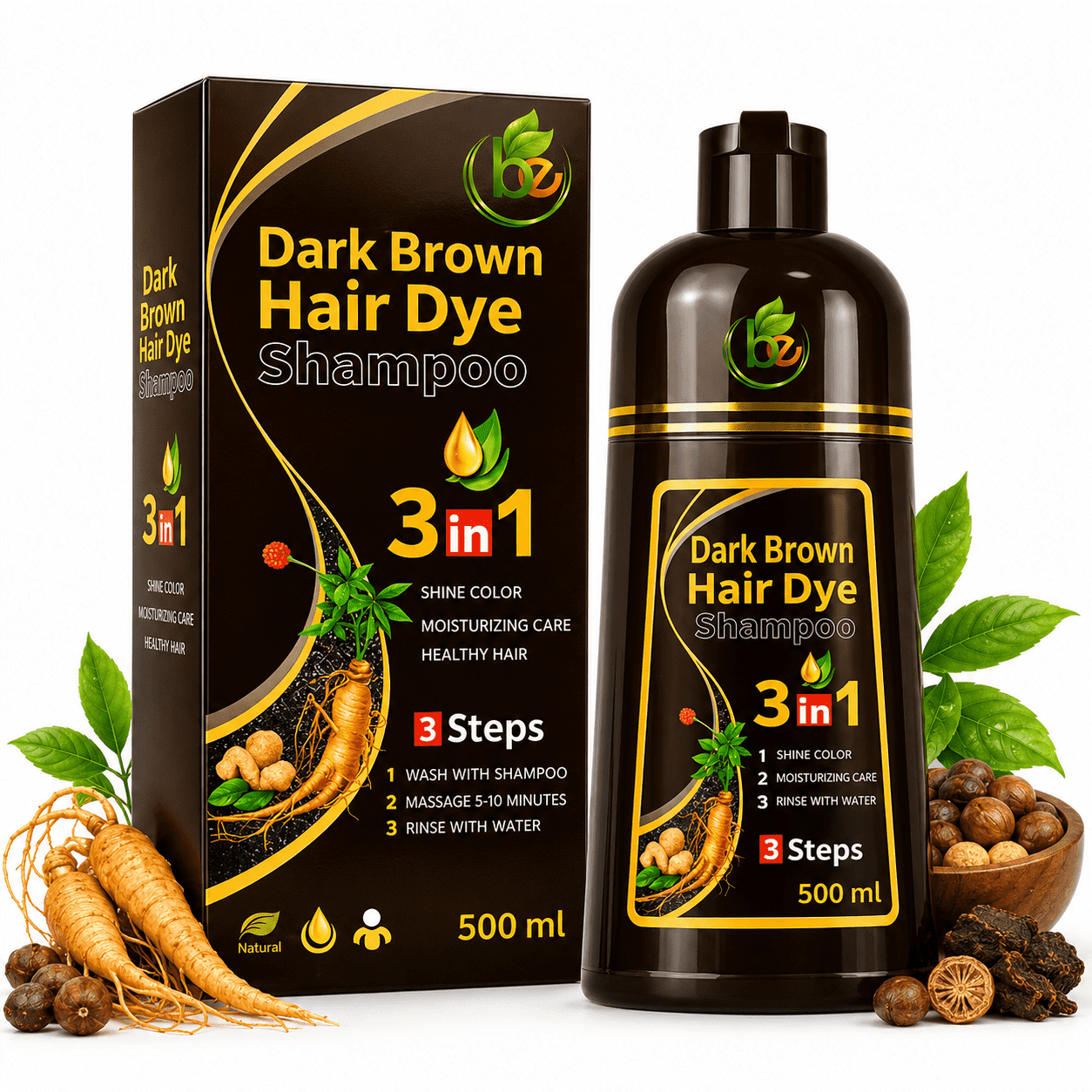 OUKEYA 4-in-1 Gray Coverage Shampoo for Women and Men with Natural