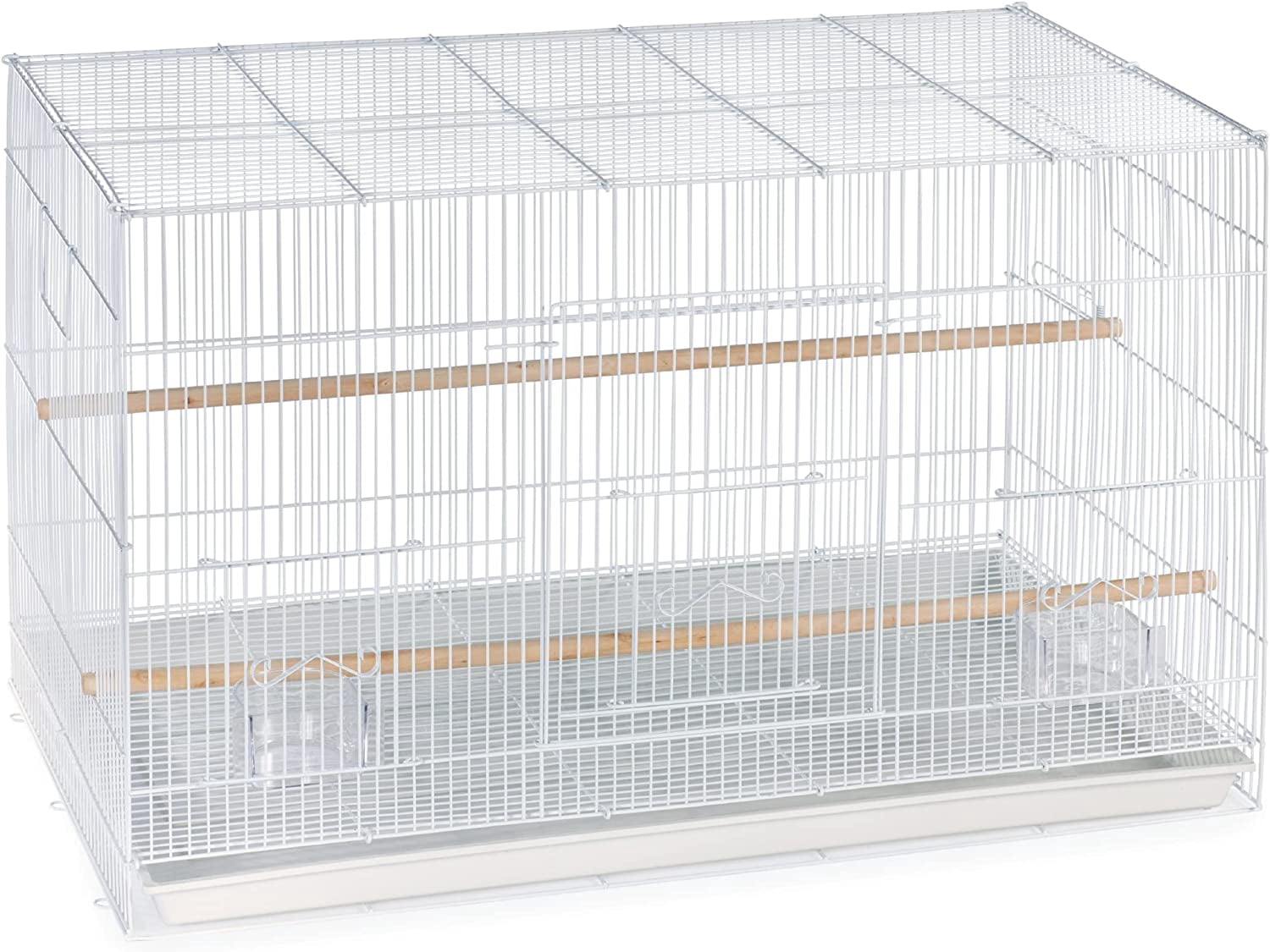 Flight Cage Metal Steel Bird Crate, Multi-Bird Home Stackable Cage for Birds, Home Crate for Extra-Small Pet Parakeets, Finches, and More, White