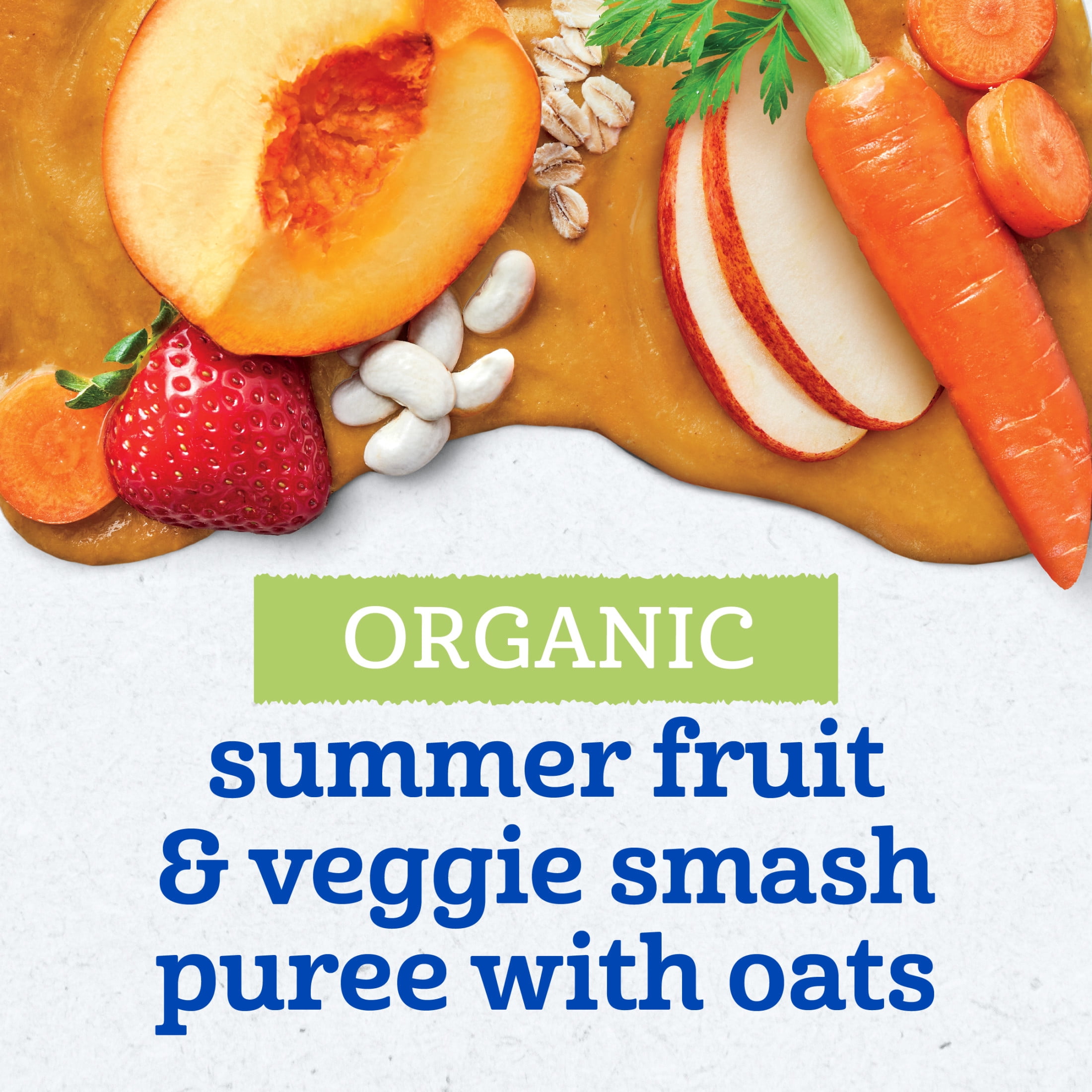 (3 pack) Gerber Organic Plant-tastic Toddler Food, Summer Fruit & Veggie Smash, 3.5 oz Pouch