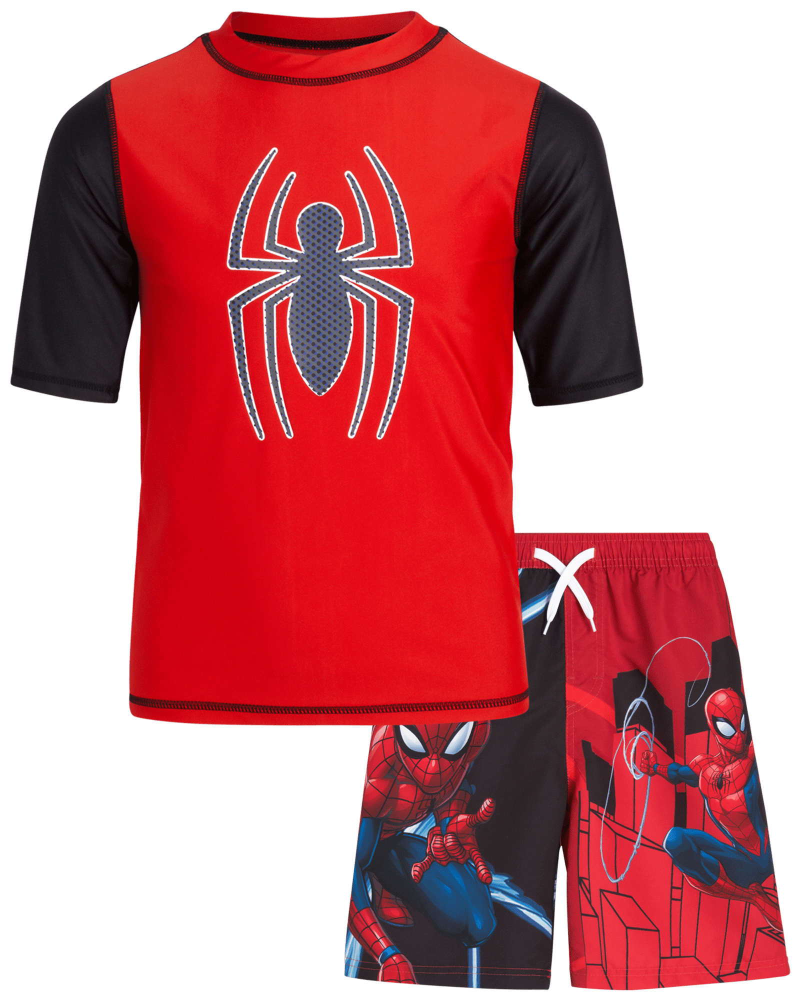 Marvel Boys' Spider-Man Rash Guard Set - UPF 50+ 2 Piece Swim Shirt and ...