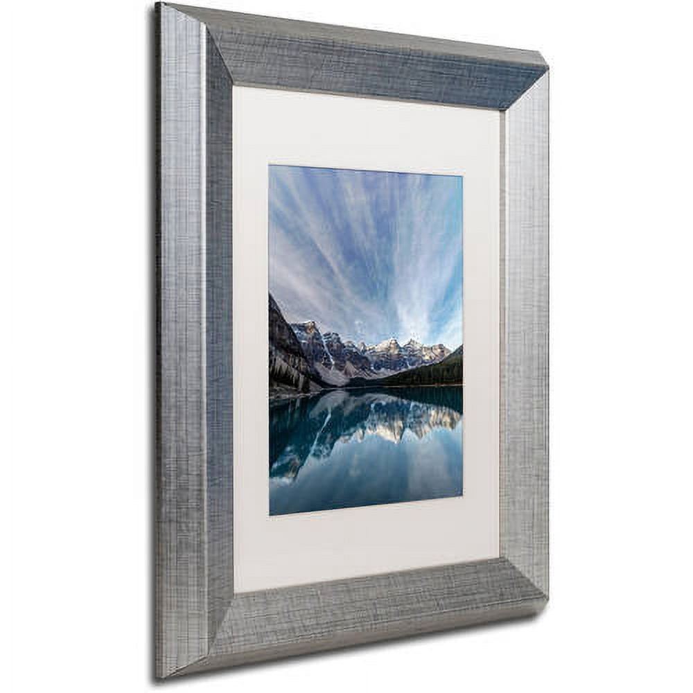 Trademark Fine Art 'Moraine Lake Sky' Canvas Art by Pierre Leclerc, White Matte, Silver Frame