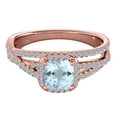 thumbnail image 2 of Mauli Jewels Rings for Women 0.90 Carat Diamond and Cushion Shaped Aqumarine 4-prong 10K Rose Gold, 2 of 7