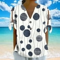 thumbnail image 4 of Going out Tops for Women V Neck Button Floral Printed Tie Shoulder Short Sleeve Blouses Summer Casual Shirts (XL, Navy), 4 of 7