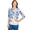 thumbnail image 3 of Alfred Dunner Womens Floral Split Beaded Top, 3 of 4