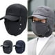 thumbnail image 1 of Gorro de motociclismo trampper antiviento - 3 en 1 con solapa térmica aislada, mascarilla extraíble, forro ajustable de cálido nylon, azul marino, gris, invierno para exteriores, 1 of 2
