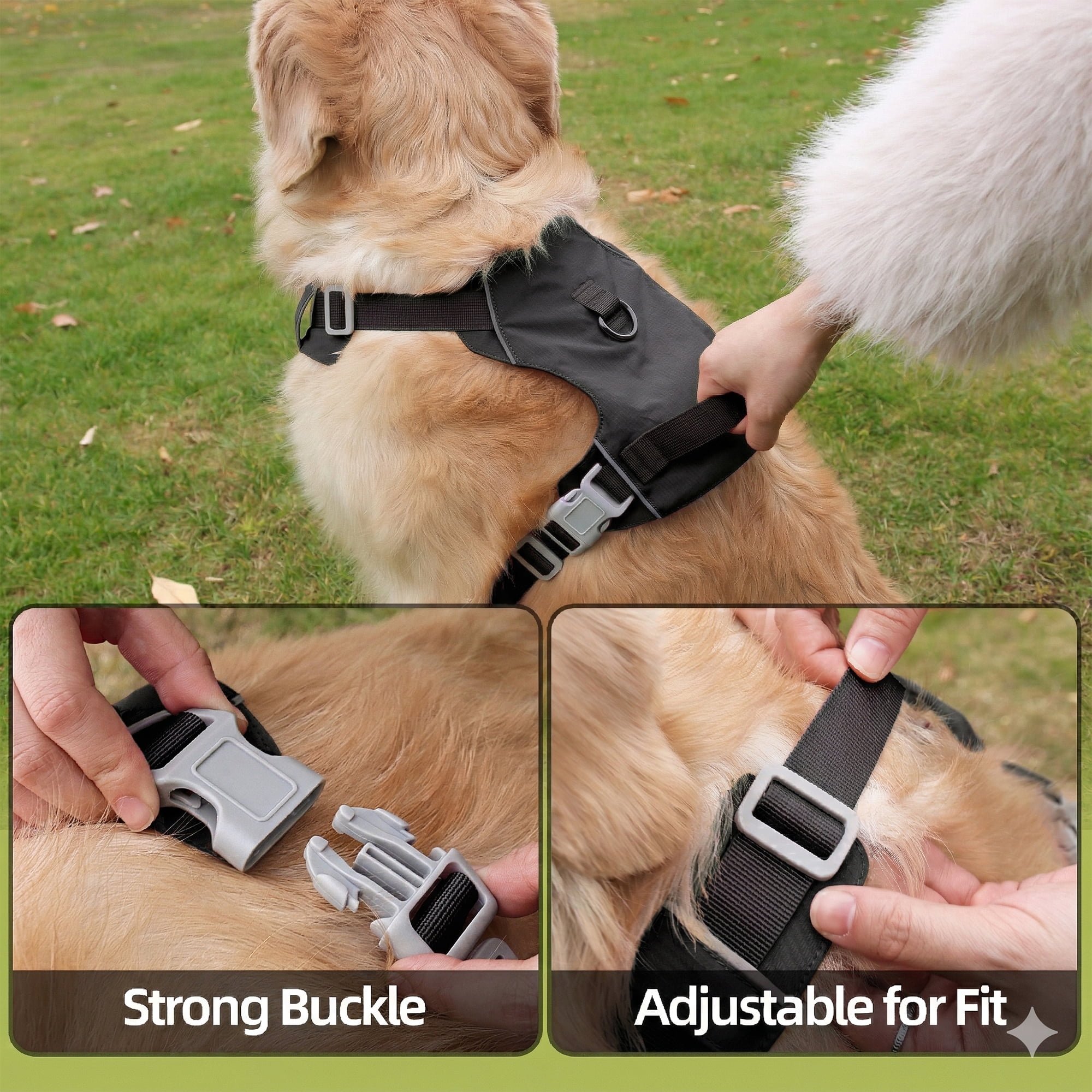 Mile High Life No Pull Dog Harness with Reflective Stripe, Adjustable Easy Get on Lightweight Harness for Small Medium Large Dogs Walking Running Training (Black, L Chest 21"-28")