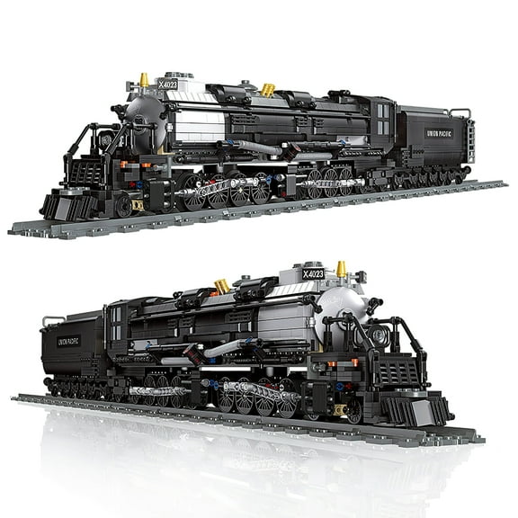 HI-REEKE Train Building Block Set Collectible Big Boy Steam Locomotive Plastic Kit for Adult Black