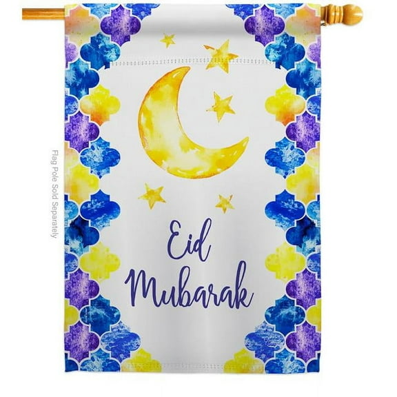 Ornament Collection H192393-BO 28 x 40 in. Eid Mubarak House Flag with Religious Faith Double-Sided Decorative Vertical Decoration Banner Garden Yard Gift