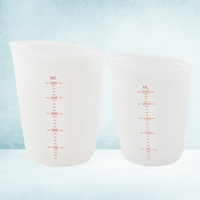 Frcolor Measuring Silicone Beaker Cup Cups Liquid Pour Stir White