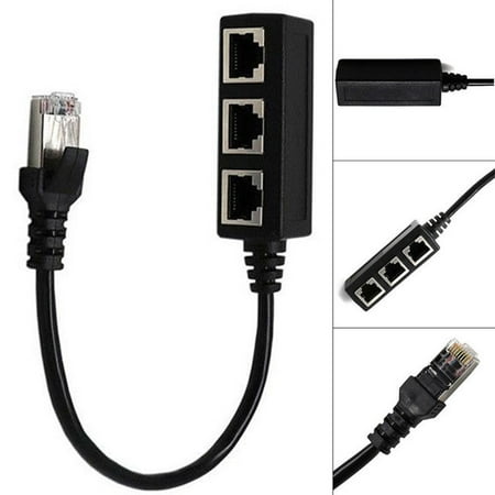Cable Ethernet Splitter - RJ45 Splitter Cable Adapter 1 Male to 3 Female Port Ethernet LAN Network Plug Connector
